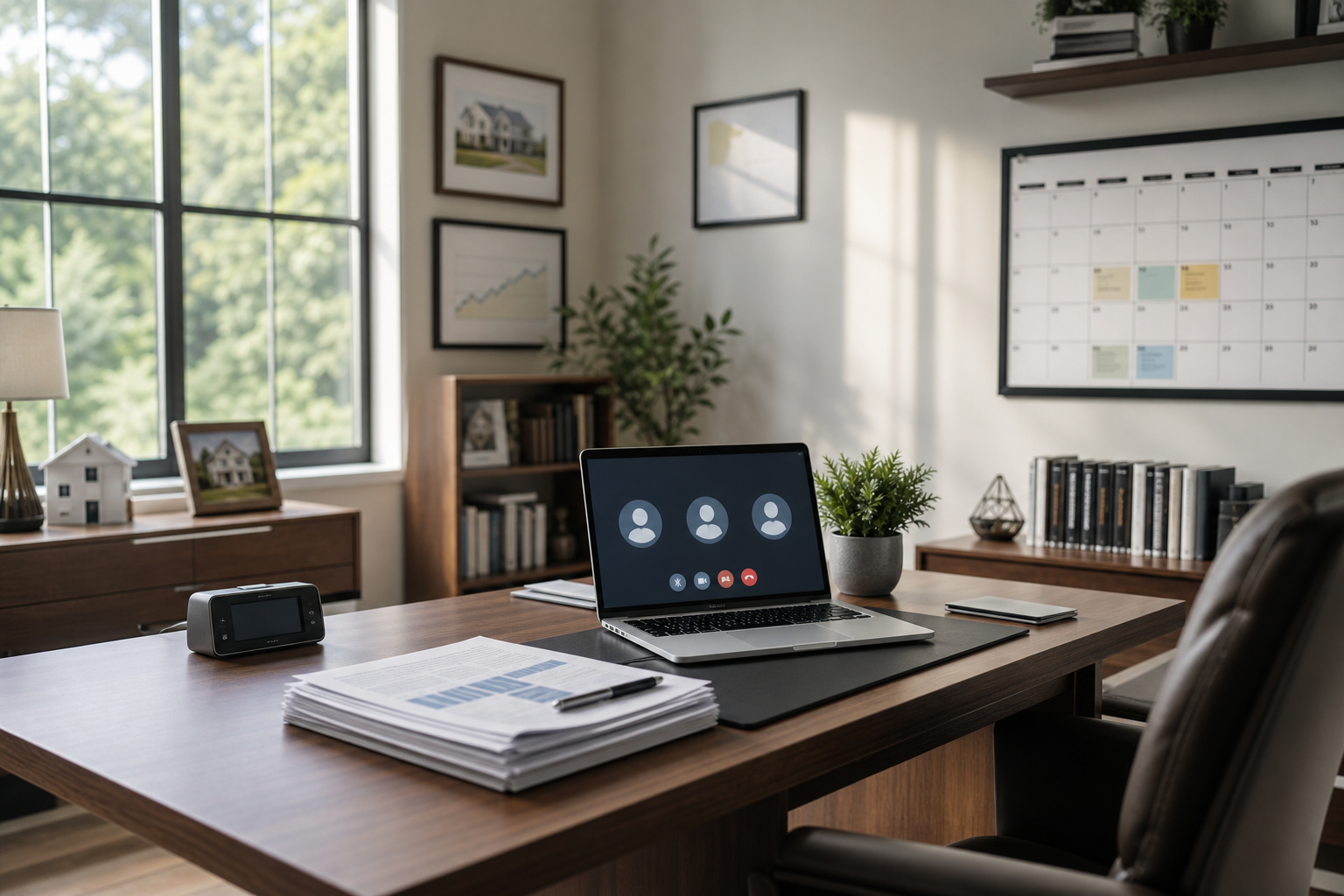 Homeoffice Situation mit einem Online-Video-Call zum Thema Umschuldung des Hauskredits